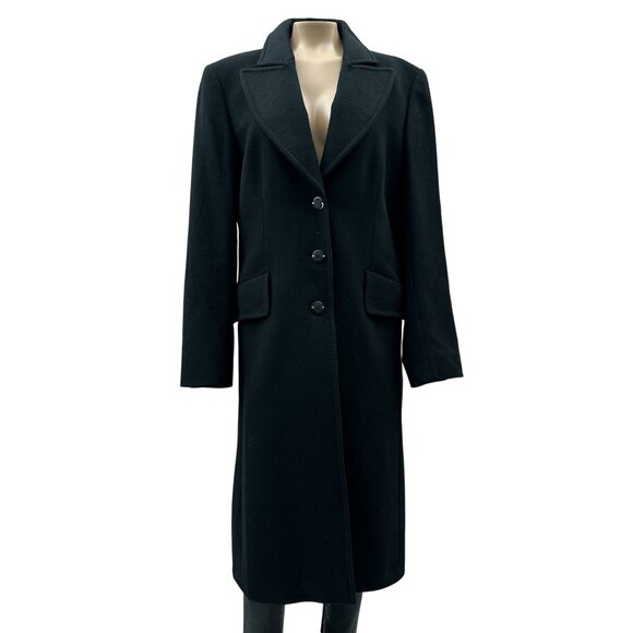Escada Womens Black Wool Long Coat Size 36 With Button Closure & Pockets S - Picture 1 of 11